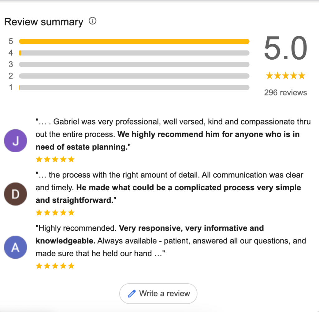 google reviews for attorneys